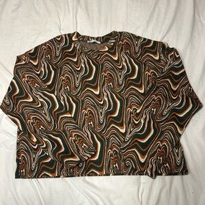 ZARA brown and orange swirl sweater